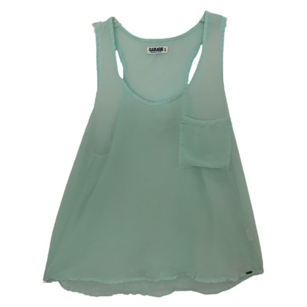 Garage Mint / Seafoam Green Chiffon Racerback Tank Top